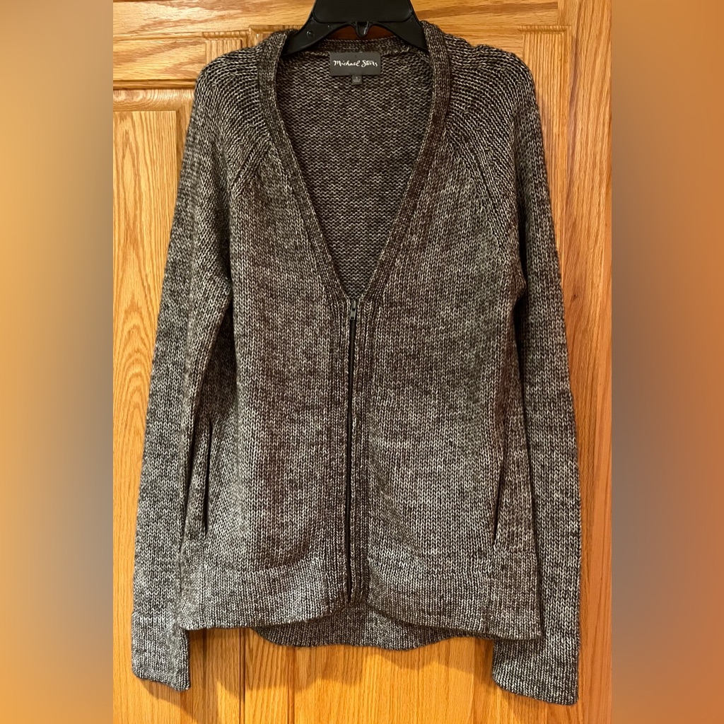 Michael Stars Zipper Cardigan Sweater W/ Pockets In Java Brown Size Small
